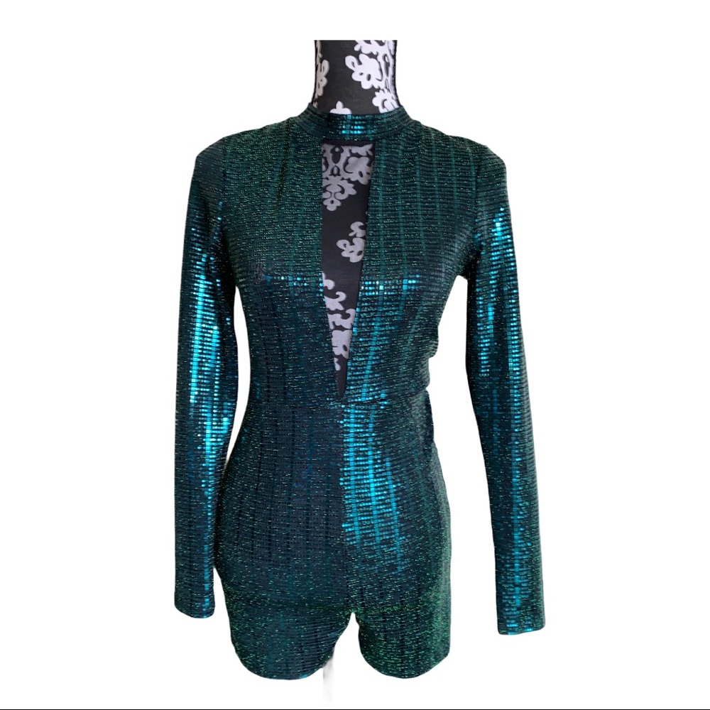 Emerald Green Sequins Romper size Large